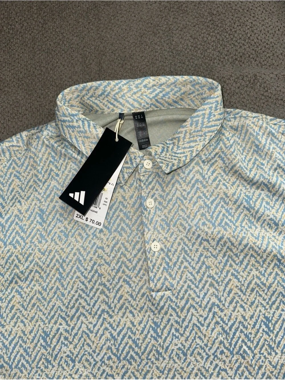 Adidas Golf Shirt Mens 2XL Semi Blue Burst Ultimate365 Fairway Jacquard Polo NWT